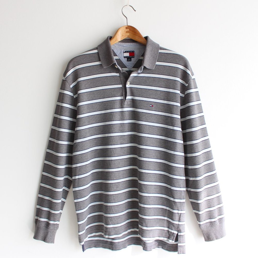 Vintage 90's Tommy Hilfiger Grey Polo Shirt